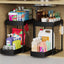 under Sink Storage 2 Tier Sliding Organiser, Multi-Purpose Shelf Organiser, Pull Out Cabinet Basket Drawer with 4 Hooks for Bathroom & Kitchen, 2 Pack(Black)