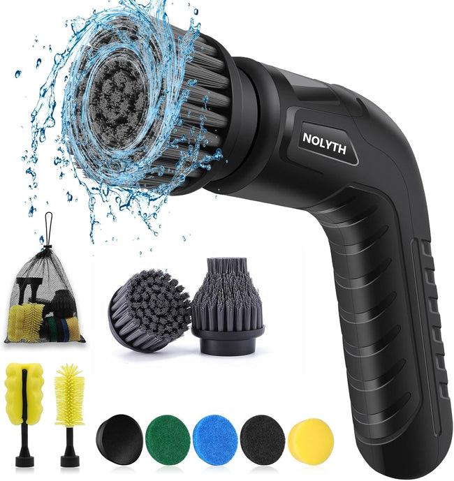 Electric Scrubber Power Spin Scrubber Cordless, Electric Spin Scrubber with 8 Brush Heads 1 Net Bag, Electric Scrubbing Brush 2 Speed, Electric Cleaning Brush for Bathroom Shower Floor Grout Hover Image