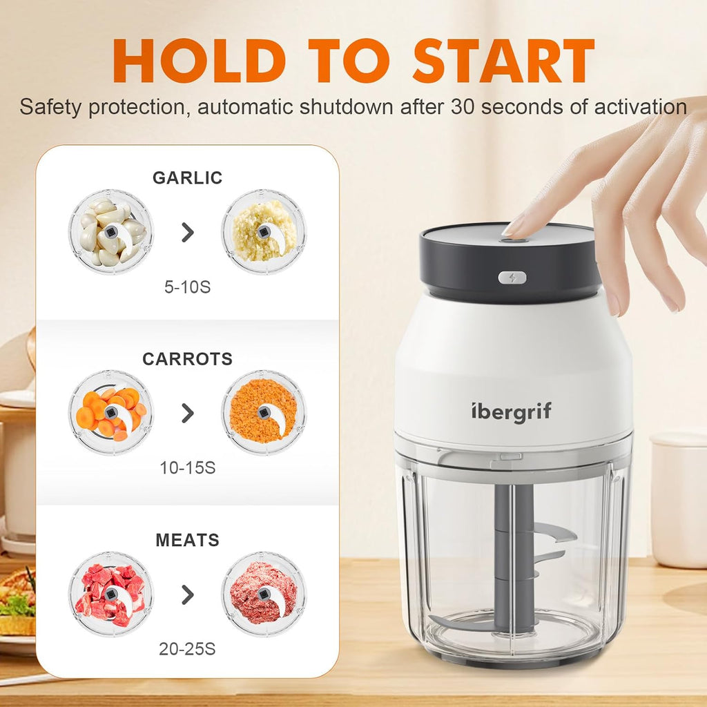 M503 Food Chopper Electric, Mini Chopper Food Processor, 400Ml Blender Bowl, One Touch Operation, BPA Free, USB Charging, Portable Food Blender for Chopping Baby Food, Meat, Fruit, Vegetable