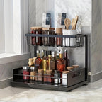 Under Sink Organizer, Pull Out Cabinet Organizer 2-Tier Slide Out Sliding Shelf under Cabinet Storage Multi-Use for under Kitchen Bathroom Sink Organizers and Storage