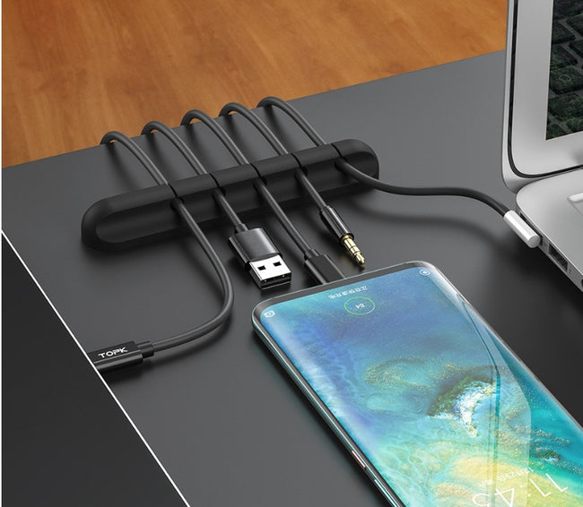 Silicone USB Cable Winder Desktop Cable Organizer Management Multipurpose Clips Cables Protector For Wired Headphones Main Image
