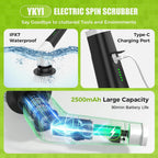 Electric Spin Scrubber- Cordless Electric Cleaning Brush,Shower Scrubber 2 Speeds,8 Brush Heads,Ipx7 Waterproof,Adjustable Long Handle for Bathroom, Tub,Tile,And Car