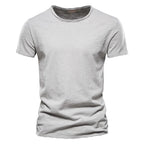 Brand Quality 100% Cotton Men T-Shirt V-Neck Fashion Design Slim Fit Soild T-Shirts Male Tops Tees Short Sleeve T Shirt for Men