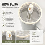 40Oz 1200ML Insulated Tumbler W/Handle & Straw, Double Wall Thermal Cup, Travel Coffee Mug, Gift