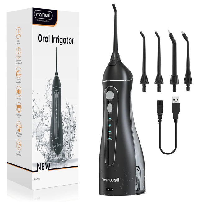 Water Floss Portable Cordless F18 Water Flosser 3 Cleaning Modes Waterproof Rechargeable Water Cleaner 4 Nozzles Clean Gums Hover Image