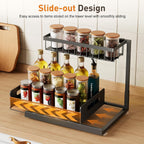 Under Sink Organizer, Pull Out Cabinet Organizer 2-Tier Slide Out Sliding Shelf under Cabinet Storage Multi-Use for under Kitchen Bathroom Sink Organizers and Storage