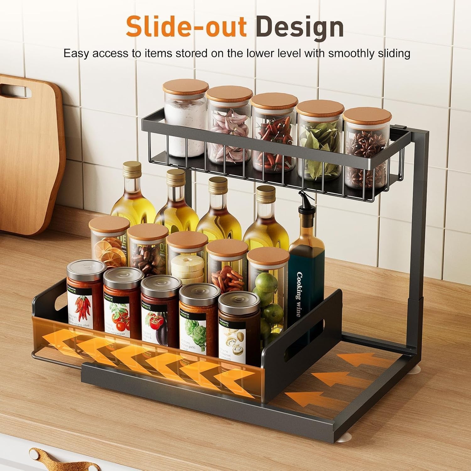 Under Sink Organizer, Pull Out Cabinet Organizer 2-Tier Slide Out Sliding Shelf under Cabinet Storage Multi-Use for under Kitchen Bathroom Sink Organizers and Storage