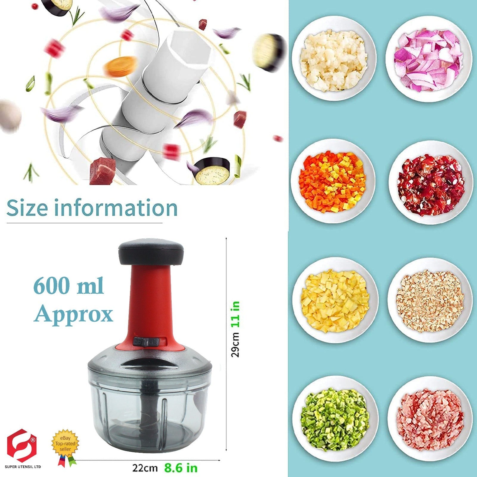 Vegetable Chopper Garlic Onion Cutter Processor Fast Cutting Chopper