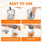 M503 Food Chopper Electric, Mini Chopper Food Processor, 400Ml Blender Bowl, One Touch Operation, BPA Free, USB Charging, Portable Food Blender for Chopping Baby Food, Meat, Fruit, Vegetable