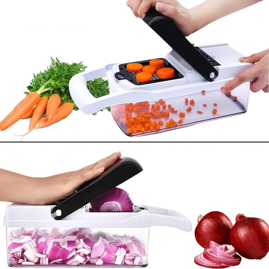 Vegetable Chopper, Vegetable Chopping, 18-In-1 Deluxe Vegetable Chopper Kitchen Gifts | Onion Chopper & Dicer | Peeler, Spiralizer, Lemon Squeezer, Egg Slicer & Seperator