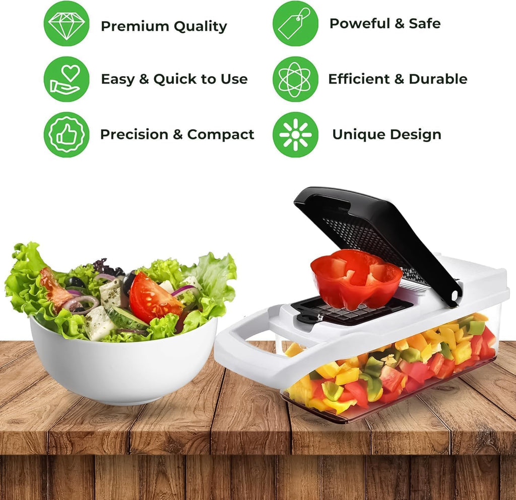 Vegetable Chopper, Vegetable Chopping, 18-In-1 Deluxe Vegetable Chopper Kitchen Gifts | Onion Chopper & Dicer | Peeler, Spiralizer, Lemon Squeezer, Egg Slicer & Seperator