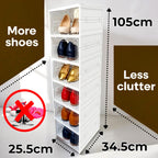 Shoes Storage Box, Installation Free 6PCS Clear Shoe Boxes Stackable Foldable, Storage Organiser for Shoes, Trainers,High Heels,Hallway,Under Bed Shoe Box,Women,Men, Fit up to UK 10