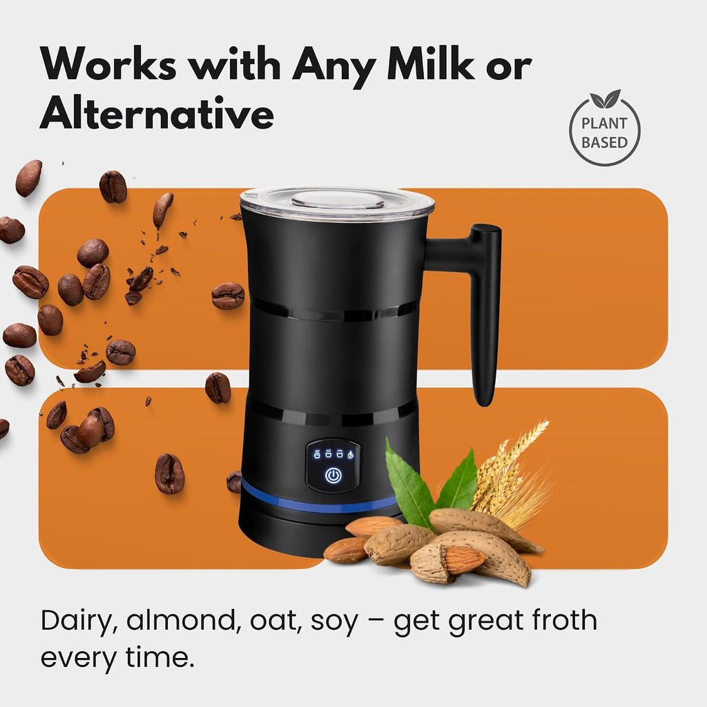 Electric Milk Frother – Professional Automatic Foam Maker for Lattes, Cappuccinos & Hot Chocolates, Stainless Steel, Whisk & Froth in Seconds, Versatile Modes – Ideal for Home & Office Use