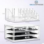 Make up Organiser for Women Teenagers Acrylic Drawers Makeup Storage 12Cm X 24Cm X 22Cm Clear Bathroom Bedroom Dressing Table Organiser Jewellery Beauty Skincare 4 Tier Cosmetic Storage Box