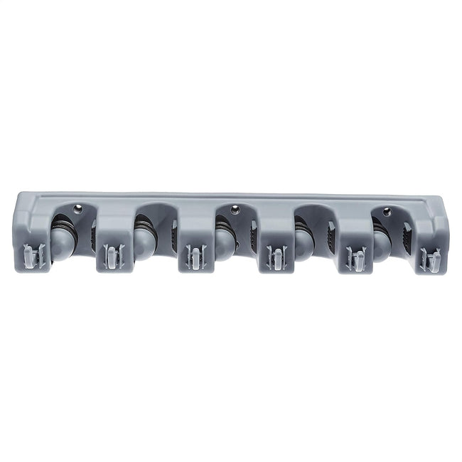 Rectangular Wall Mount Broom Holder and Garden Tool Organizer, 6 Hook and 5 Slot, 43 X 8.5 X 6.2 Cm, Gray Main Image