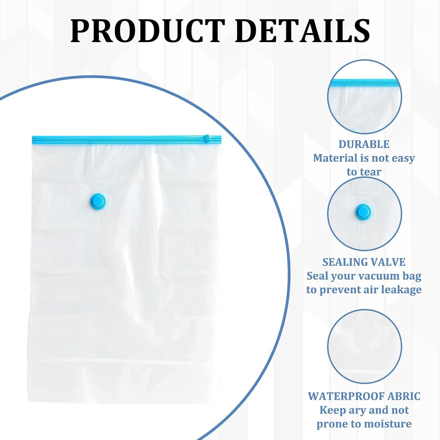 6 Pack Small Vacuum Bags for Travel, Vacuum Storage Bags for Clothes, Space Saving Vacuum Pack Bags for Seasonal Storage, Dormitory and Moving, Vacuum Pack Bags for Clothes