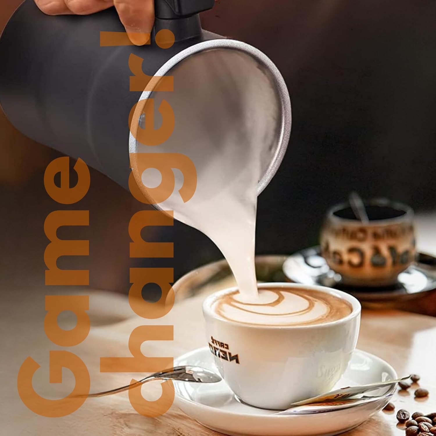 Electric Milk Frother – Professional Automatic Foam Maker for Lattes, Cappuccinos & Hot Chocolates, Stainless Steel, Whisk & Froth in Seconds, Versatile Modes – Ideal for Home & Office Use