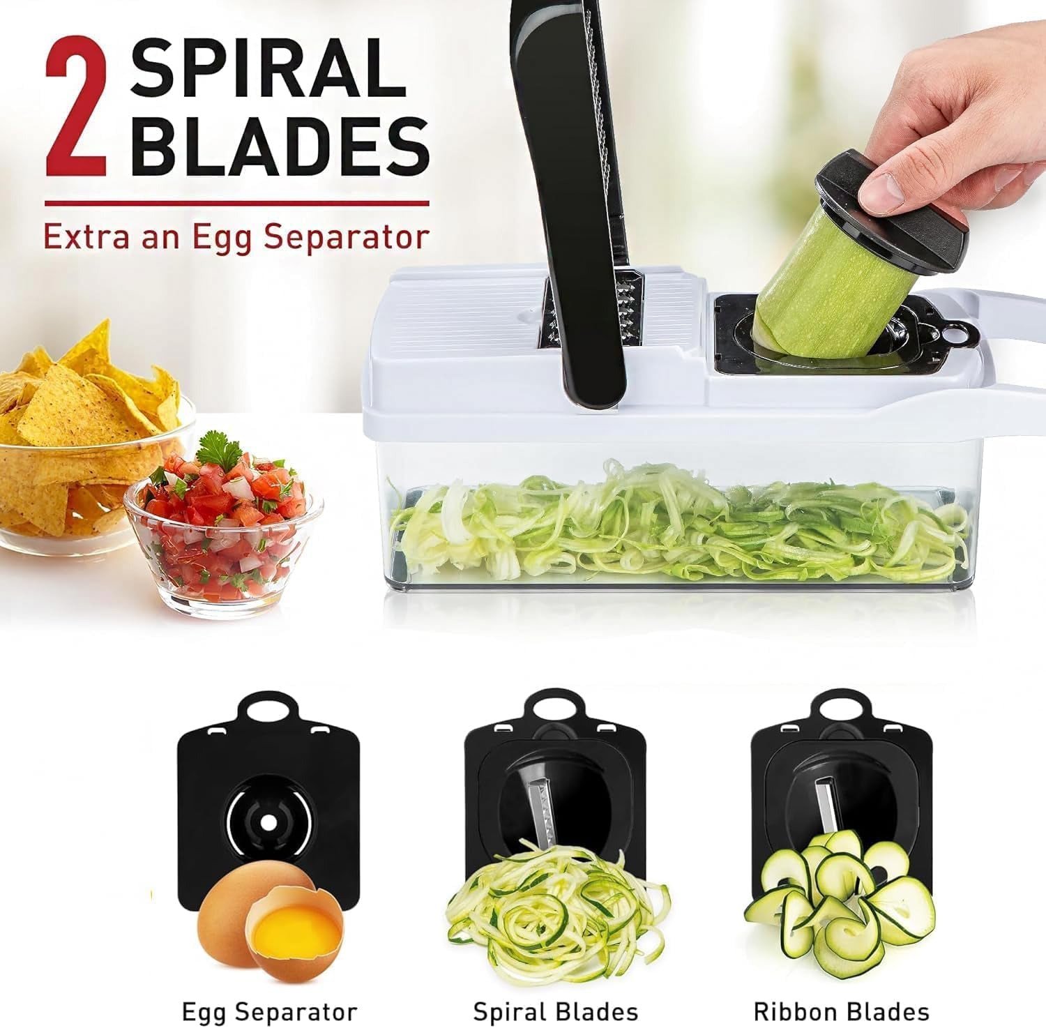 Vegetable Chopper, Vegetable Chopping, 18-In-1 Deluxe Vegetable Chopper Kitchen Gifts | Onion Chopper & Dicer | Peeler, Spiralizer, Lemon Squeezer, Egg Slicer & Seperator