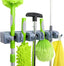 Rectangular Wall Mount Broom Holder and Garden Tool Organizer, 6 Hook and 5 Slot, 43 X 8.5 X 6.2 Cm, Gray