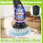 Electric Spin Scrubber- Cordless Electric Cleaning Brush,Shower Scrubber 2 Speeds,8 Brush Heads,Ipx7 Waterproof,Adjustable Long Handle for Bathroom, Tub,Tile,And Car