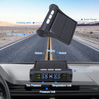 TPMS Solar Tire Pressure Sensor Car Tire Pressure Monitoring System with 4 Wheel Internal External Sensors TMPS