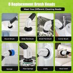 Electric Spin Scrubber- Cordless Electric Cleaning Brush,Shower Scrubber 2 Speeds,8 Brush Heads,Ipx7 Waterproof,Adjustable Long Handle for Bathroom, Tub,Tile,And Car