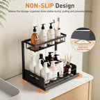 Under Sink Organizer, Pull Out Cabinet Organizer 2-Tier Slide Out Sliding Shelf under Cabinet Storage Multi-Use for under Kitchen Bathroom Sink Organizers and Storage