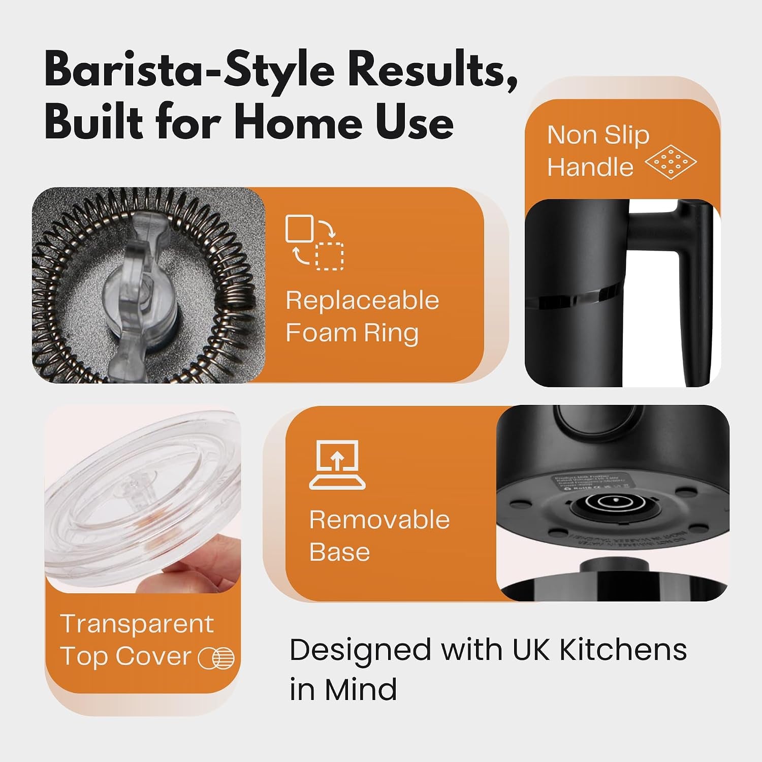 Electric Milk Frother – Professional Automatic Foam Maker for Lattes, Cappuccinos & Hot Chocolates, Stainless Steel, Whisk & Froth in Seconds, Versatile Modes – Ideal for Home & Office Use